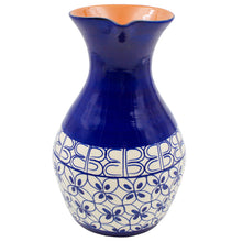 Load image into Gallery viewer, Xarazarte Geometric Blue Wine Pitcher, Hand-Painted Terracotta