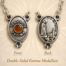 Load image into Gallery viewer, Grandma Rosary with Terra de Fatima Medallion, Amber Carnelian Beads, Catholic Gift for Grandmother
