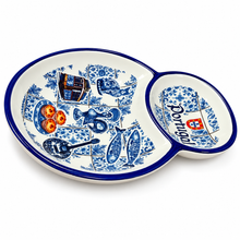 Load image into Gallery viewer, Portuguese Ceramic Olive Dish with Pit Holder – Blue Azulejo & Traditional Icons