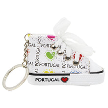 Load image into Gallery viewer, Portugal Love and Hearts Sneaker Keychain - White Mini Shoe with Laces