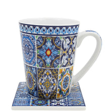 Load image into Gallery viewer, Traditional Blue Tile Azulejo Portuguese Ceramic Coffee Mug with Coaster
