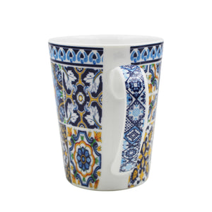 Traditional Blue Tile Azulejo Portuguese Ceramic Coffee Mug with Coaster
