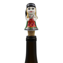 Load image into Gallery viewer, Traditional Nazare Portugal Green Rancho Dancer Bottle Stopper
