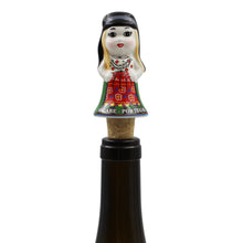 Load image into Gallery viewer, Traditional Nazare Portugal Green Rancho Dancer Bottle Stopper