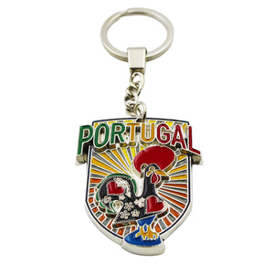 Traditional Portuguese Good Luck Rooster Metal Keychain