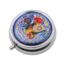 Load image into Gallery viewer, Vibrant Portuguese Icons Pill Box - Compact 3-Compartment Organizer