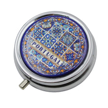 Load image into Gallery viewer, Vibrant Portuguese Tile Design Pill Box - Compact 3-Compartment Organizer