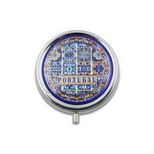 Load image into Gallery viewer, Vibrant Portuguese Tile Design Pill Box - Compact 3-Compartment Organizer