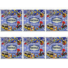 Load image into Gallery viewer, Portuguese Icons & Azulejo Pattern Wooden Coasters - Set of 6 with Holder