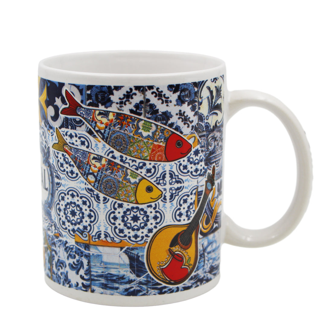 Traditional Portugal Icons Blue Ceramic Mug with Gift Box