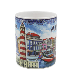 Traditional Portugal Aveiro Blue Ceramic Coffee Mug Gift Box