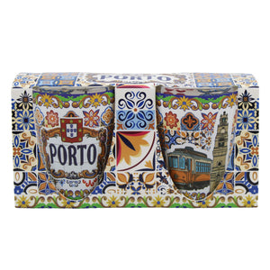 Traditional Porto Portugal Tile Azulejo Shot Glasses, Set of 2