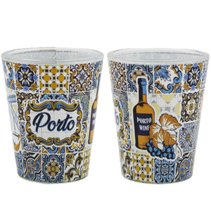 Traditional Porto Portugal Blue Tile Azulejo Shot Glasses, Set of 2