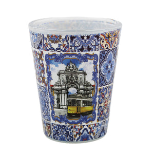 Traditional Lisboa Portugal Blue Tile Azulejo Shot Glasses, Set of 2