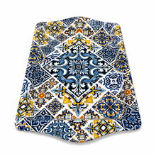 Load image into Gallery viewer, Portuguese Azulejo Metal Serving Tray with Blue & Yellow Tile Design – 10" Decorative Coffee & Pastry Tray