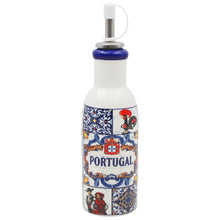 Load image into Gallery viewer, Portuguese Heritage Ceramic Olive Oil Dispenser, Traditional Azulejo and Cultural Icons