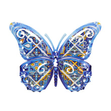 Load image into Gallery viewer, Portuguese Azulejo Metal Butterfly Wall Decor – Blue Tile Design Hanging Accent