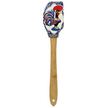Load image into Gallery viewer, Portuguese Azulejo Silicone Baking Spatula with Rooster Design & Wooden Handle