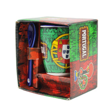 Load image into Gallery viewer, Portuguese Armillary Sphere & Rooster - Ceramic Espresso Cup with Spoon Set