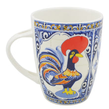 Load image into Gallery viewer, Ceramic Rooster Mug with Integrated Spoon - Traditional Portuguese Azulejo Style
