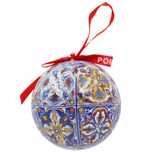 Load image into Gallery viewer, Portugal Christmas Ornament with Azulejo-Style Design and Red Portugal Ribbon