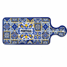 Load image into Gallery viewer, Portuguese Azulejo Ceramic Serving Tray with Handle – Blue Tile Design Decorative Platter