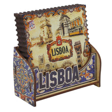 Load image into Gallery viewer, Lisboa Landmark Scenes Wooden Coasters - Set of 6 with Holder