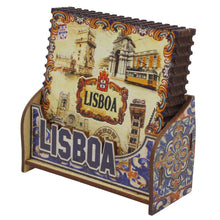 Load image into Gallery viewer, Lisboa Landmark Scenes Wooden Coasters - Set of 6 with Holder
