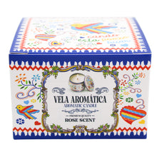 Load image into Gallery viewer, Portuguese Amizade Metal Candle – Colorful Folk Art Design, Rose Scent
