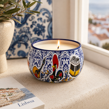 Load image into Gallery viewer, Portugal Lavender Scented Candle in Decorative Tin – Portuguese Icons & Azulejo Tile Design