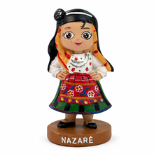 Load image into Gallery viewer, Portuguese Nazare Girl Figurine: Traditional Folk Costume Statue with Headscarf & Dress