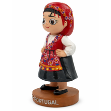 Load image into Gallery viewer, Portuguese Minho Girl Figurine: Traditional Folk Costume Statue with Headscarf & Dress