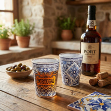 Load image into Gallery viewer, Portuguese Azulejo Shot Glass Set – Blue Tile Design, Set of 2