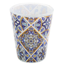 Load image into Gallery viewer, Portuguese Azulejo Shot Glass Set – Blue Yellow Tile Design, Set of 2