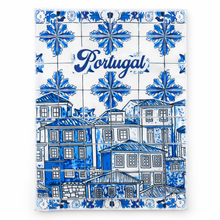 Load image into Gallery viewer, Portuguese Azulejo Microfiber Kitchen Towel with Blue Tile Village Design
