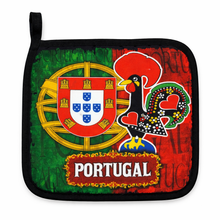 Load image into Gallery viewer, Portugal Oven Mitt & Pot Holder Set - Barcelos Rooster Kitchen Set with Portuguese Flag Design