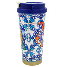 Load image into Gallery viewer, Portugal Azulejo Stainless Steel Double Wall Vacuum Bottle – 20 oz Insulated Travel Bottle with Lid & Carry Loop