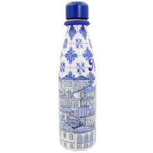 Load image into Gallery viewer, Portuguese Azulejo Stainless Steel Water Bottle – Blue Tile Houses Pattern & Carry Loop