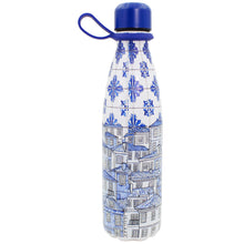 Load image into Gallery viewer, Portuguese Azulejo Stainless Steel Water Bottle – Blue Tile Houses Pattern & Carry Loop