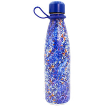 Load image into Gallery viewer, Portuguese Azulejo Stainless Steel Water Bottle – Blue Tile Pattern & Carry Loop
