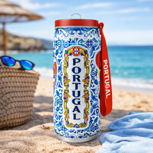 Load image into Gallery viewer, Portuguese Rooster & Sardine Azulejo Tile Stainless Steel Water Bottle with Straw Lid & Carry Strap