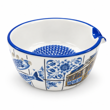 Load image into Gallery viewer, Ceramic Garlic Grater & Herb Stripper Bowl – Blue & White Portugal Tile Design