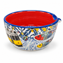 Load image into Gallery viewer, Ceramic Garlic Grater & Herb Stripper Bowl – Portugal Tile & Icons Design