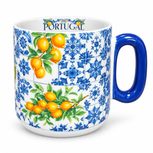 Load image into Gallery viewer, Portugal Lemon & Blue Tile Small Ceramic Mugs – Set of 2, 6 oz Each