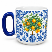 Load image into Gallery viewer, Portugal Lemon & Blue Tile Ceramic Mug – 10 oz