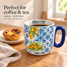 Load image into Gallery viewer, Portugal Lemon & Blue Tile Ceramic Mug – 10 oz