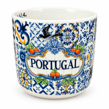 Load image into Gallery viewer, Portugal Orange & Swallow Blue Tile Ceramic Mugs – Set of 2, 6 oz Each