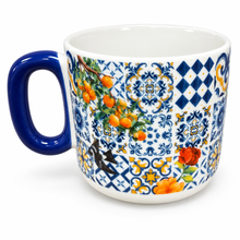 Load image into Gallery viewer, Portugal Orange & Swallow Blue Tile Ceramic Mugs – Set of 2, 6 oz Each