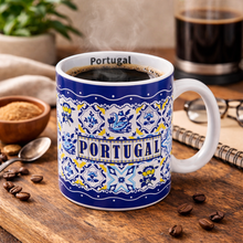 Load image into Gallery viewer, Portuguese Blue Azulejo Ceramic Coffee Mug – 12 oz Coffee & Tea Cup