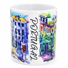 Load image into Gallery viewer, Portugal Watercolor Tram Ceramic Mug – 12 oz Coffee & Tea Cup